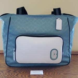 Coach Nylon and Pebbled Leather Court Tote